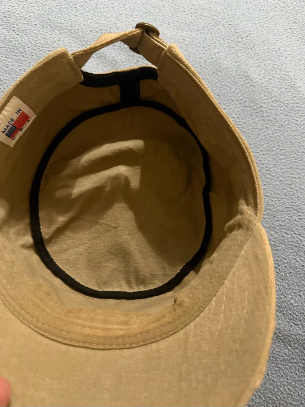 Toms Tan Canvas Military-Style Cap with Logo Patch